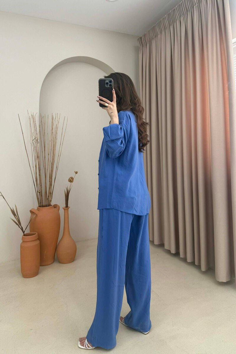 ONE COLOR SHIRT + TROUSERS WOMAN SET BLUE/BLU - 4