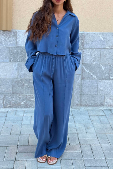 ONE COLOR SHIRT + TROUSERS WOMAN SET BLUE/BLU - 5