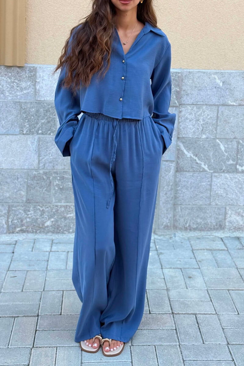 ONE COLOR SHIRT + TROUSERS WOMAN SET BLUE/BLU - 5