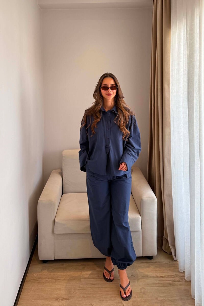 ONE COLOR SHIRT + TROUSERS WOMAN SET BLUE/BLU - 1