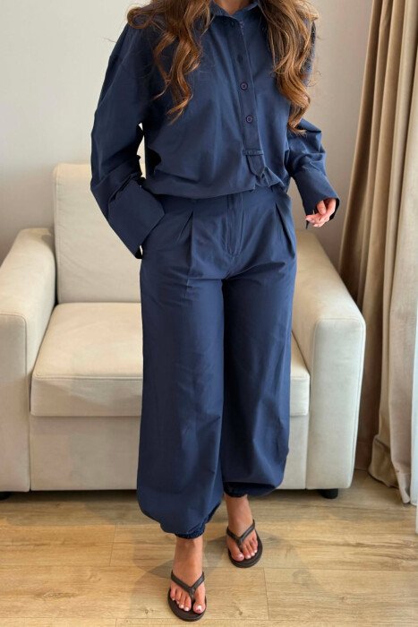 ONE COLOR SHIRT + TROUSERS WOMAN SET BLUE/BLU - 3