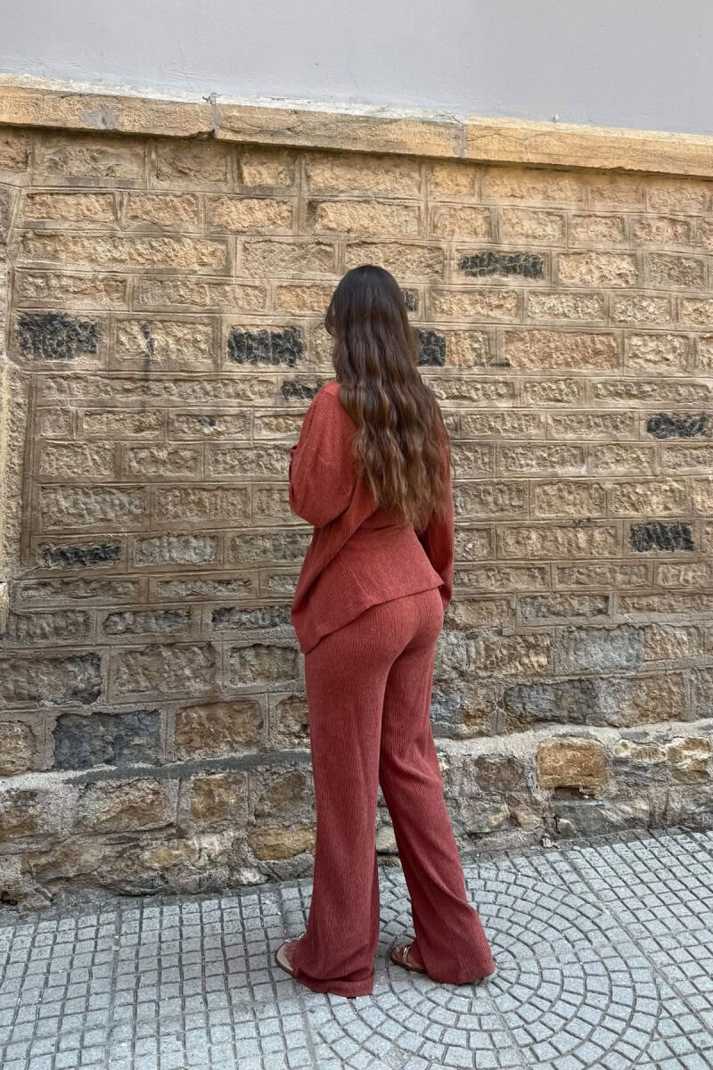 ONE COLOR SHIRT + TROUSERS WOMAN SET BRICK/TULLE - 4