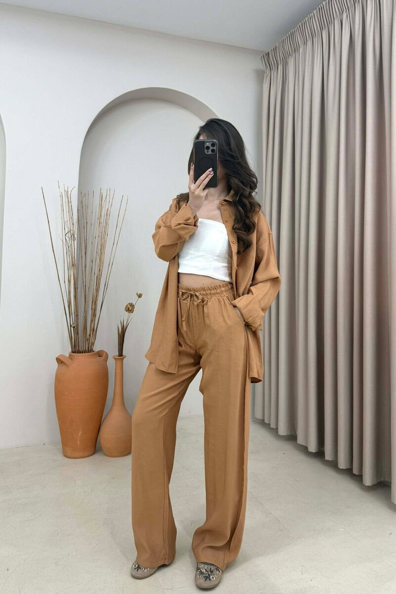 ONE COLOR SHIRT + TROUSERS WOMAN SET BRICK/TULLE - 3