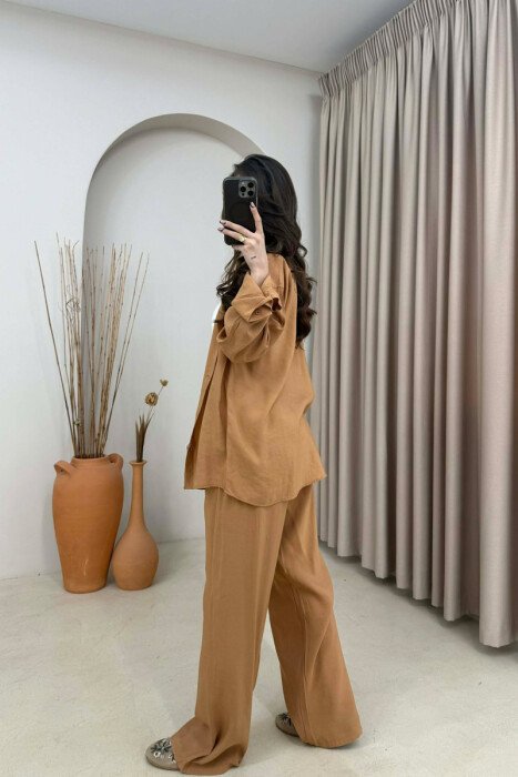 ONE COLOR SHIRT + TROUSERS WOMAN SET BRICK/TULLE - 4