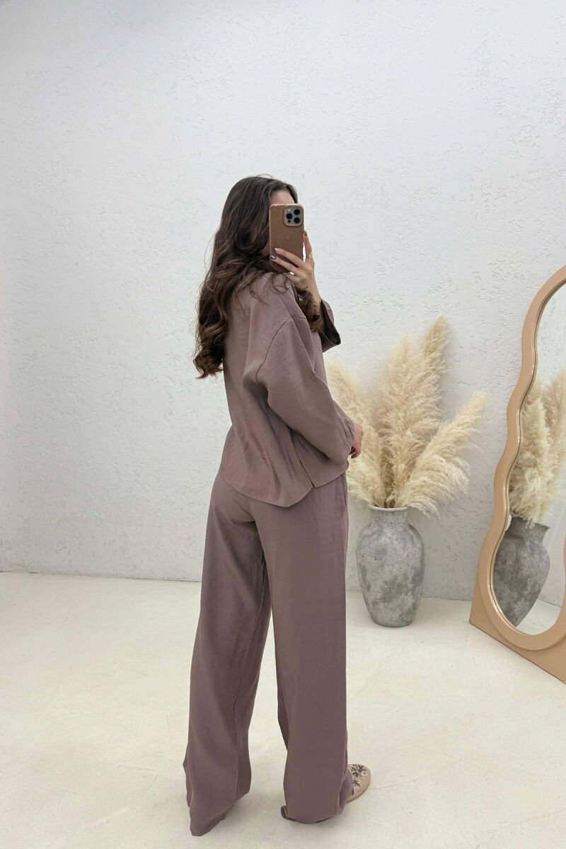 ONE COLOR SHIRT + TROUSERS WOMAN SET BROWN/KAFE - 4