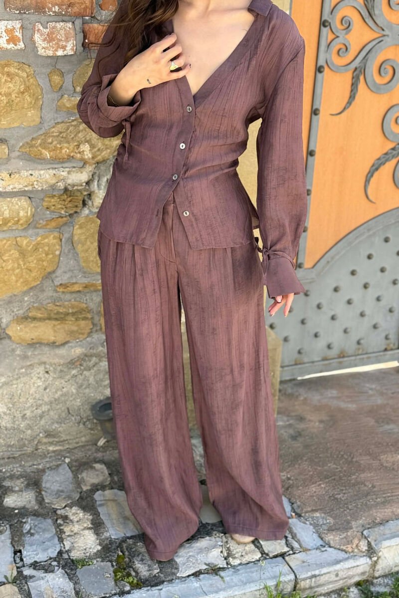 ONE COLOR SHIRT + TROUSERS WOMAN SET BROWN/KAFE - 2