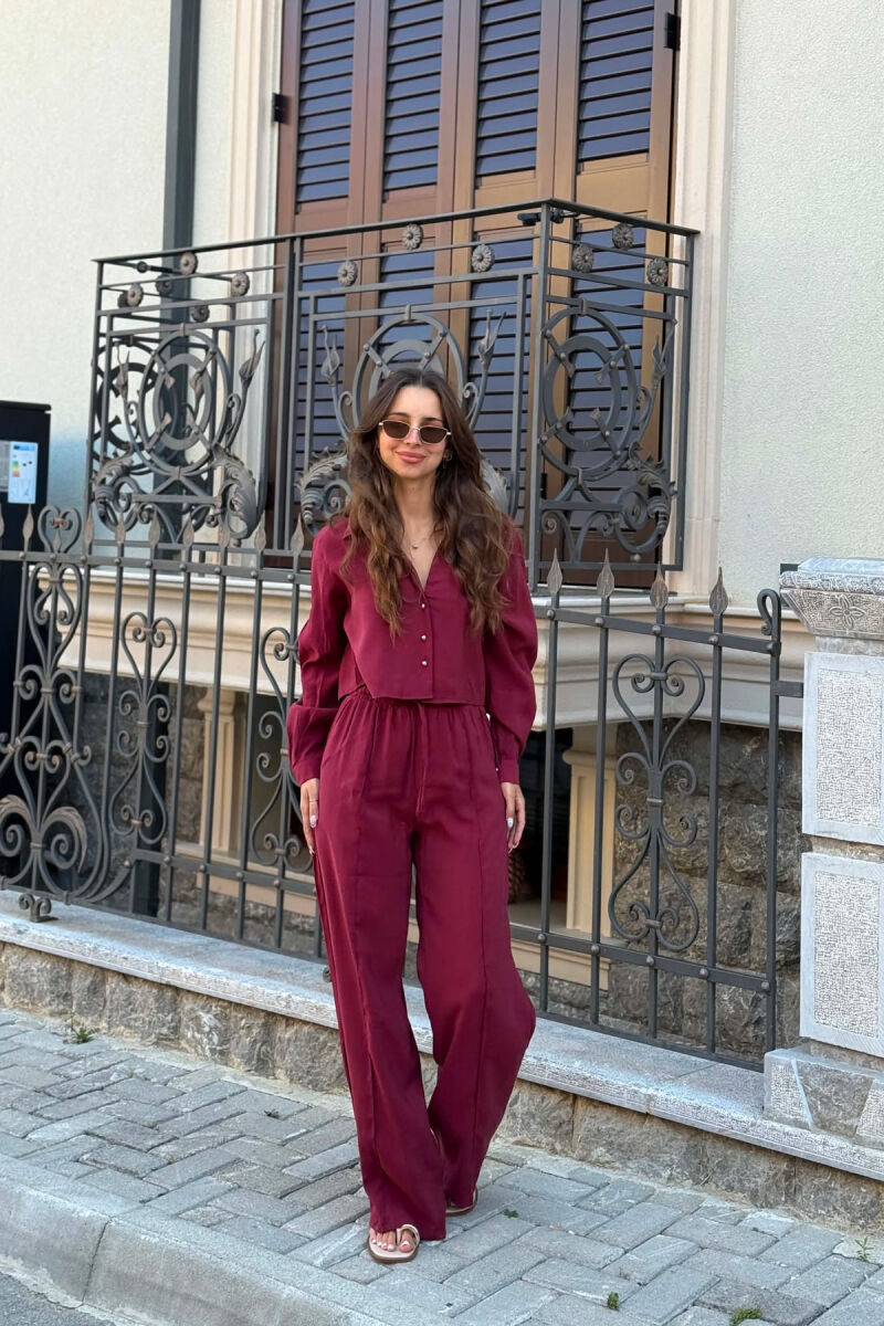 ONE COLOR SHIRT + TROUSERS WOMAN SET BURGUNDY/VISHNJE - 1
