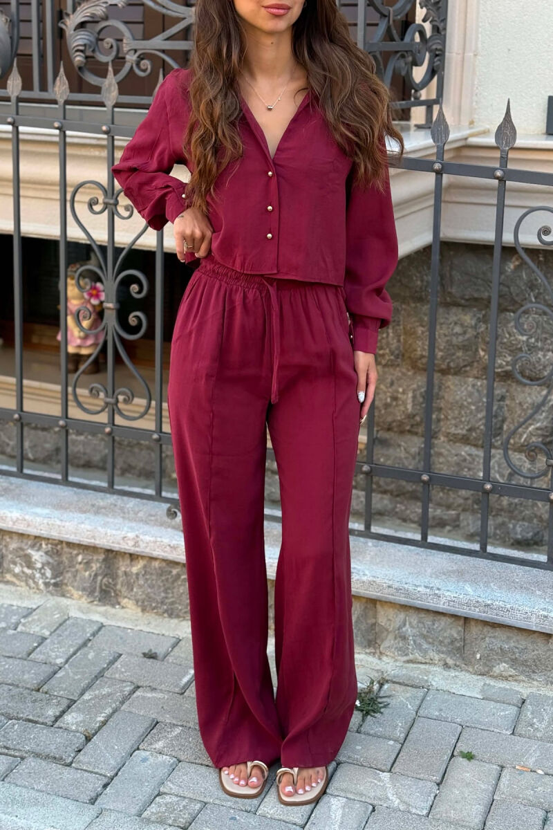 ONE COLOR SHIRT + TROUSERS WOMAN SET BURGUNDY/VISHNJE - 5