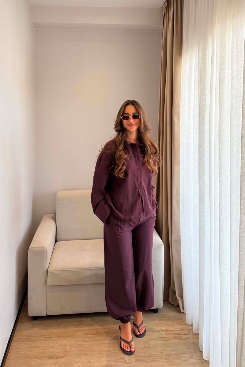 ONE COLOR SHIRT + TROUSERS WOMAN SET BURGUNDY/VISHNJE - 1