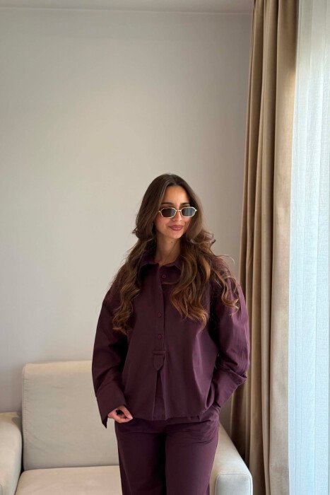 ONE COLOR SHIRT + TROUSERS WOMAN SET BURGUNDY/VISHNJE - 2