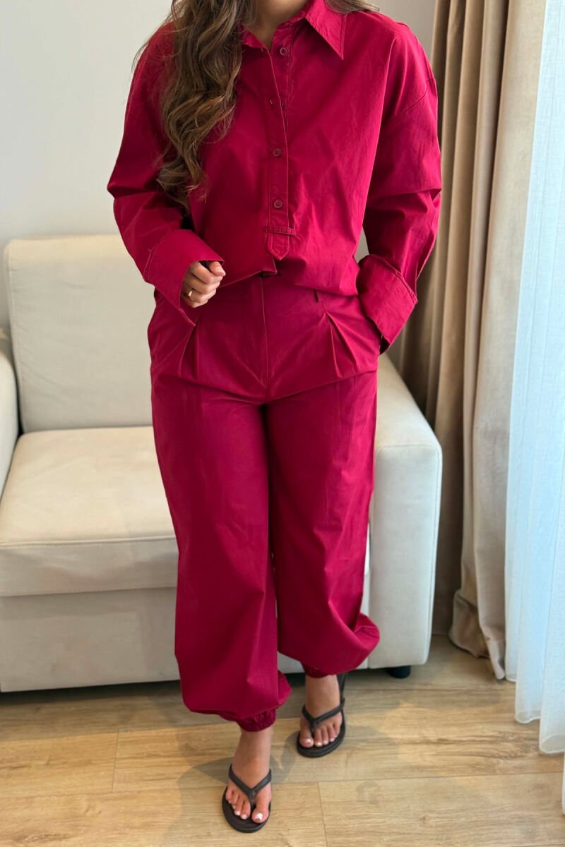 ONE COLOR SHIRT + TROUSERS WOMAN SET CHERRY/ QERSHI - 3