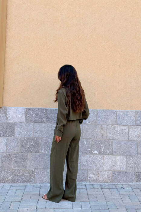 ONE COLOR SHIRT + TROUSERS WOMAN SET DARK GREEN/JEE - 5