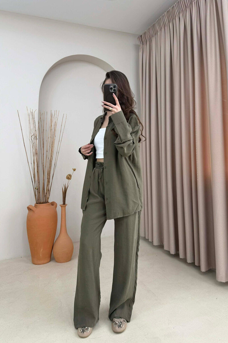 ONE COLOR SHIRT + TROUSERS WOMAN SET DARK GREEN/JEE - 3