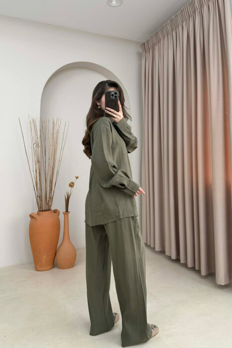 ONE COLOR SHIRT + TROUSERS WOMAN SET DARK GREEN/JEE - 4
