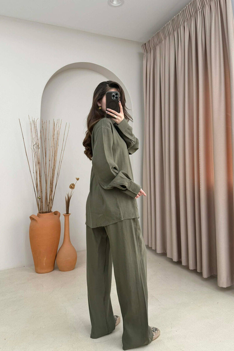 ONE COLOR SHIRT + TROUSERS WOMAN SET DARK GREEN/JEE - 4