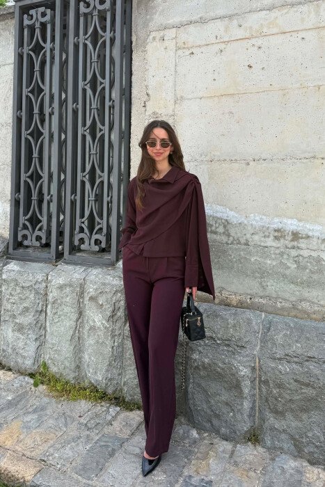 SET NJE NGJYRESH KEMISHE + PANTALLONA PER FEMRA NE NGJYRE LEJLA TE ERRET - KLAUDIO FASHION