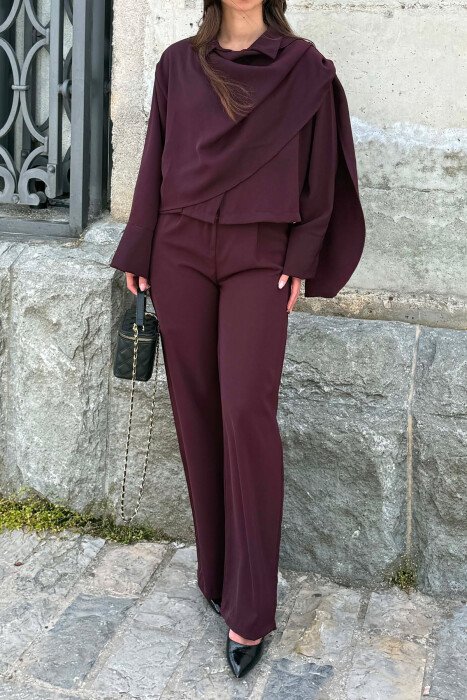 ONE COLOR SHIRT +TROUSERS WOMAN SET DARK PURPLE/LEJLA ERRET - 2