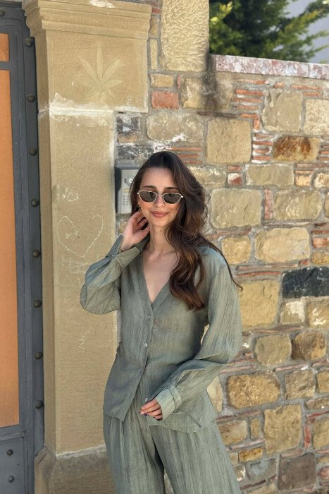 ONE COLOR SHIRT + TROUSERS WOMAN SET GREEN/JESHILE - 2