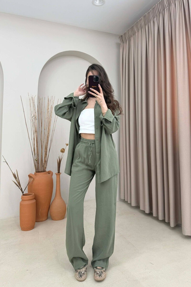 ONE COLOR SHIRT + TROUSERS WOMAN SET GREEN/JESHILE - 2