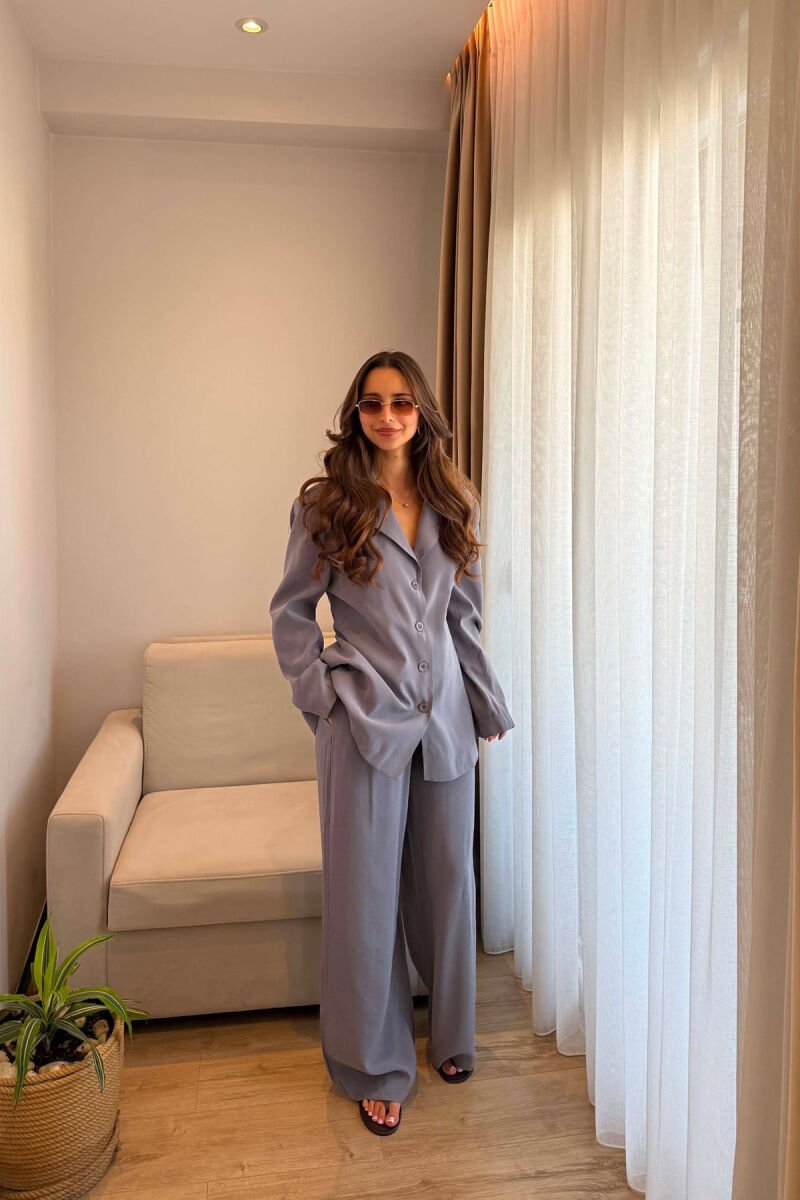 ONE COLOR SHIRT + TROUSERS WOMAN SET GREY/GRI - 1