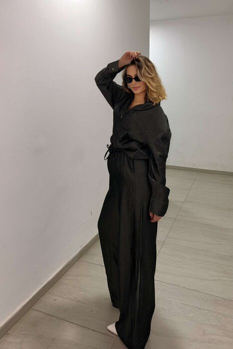ONE COLOR SHIRT +TROUSERS WOMAN SET GREY/GRI - KLAUDIO FASHION