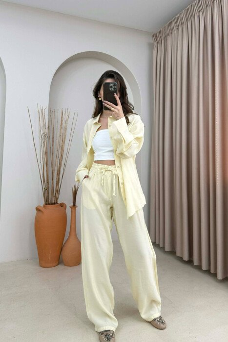ONE COLOR SHIRT + TROUSERS WOMAN SET LEMON/ LIMON - 1