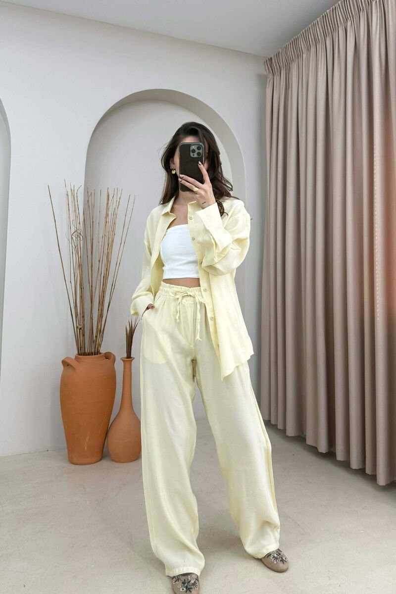 ONE COLOR SHIRT + TROUSERS WOMAN SET LEMON/ LIMON - 1