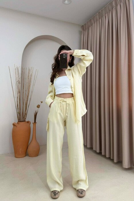 ONE COLOR SHIRT + TROUSERS WOMAN SET LEMON/ LIMON - 2