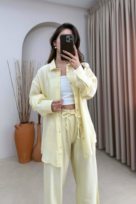 ONE COLOR SHIRT + TROUSERS WOMAN SET LEMON/ LIMON - 3
