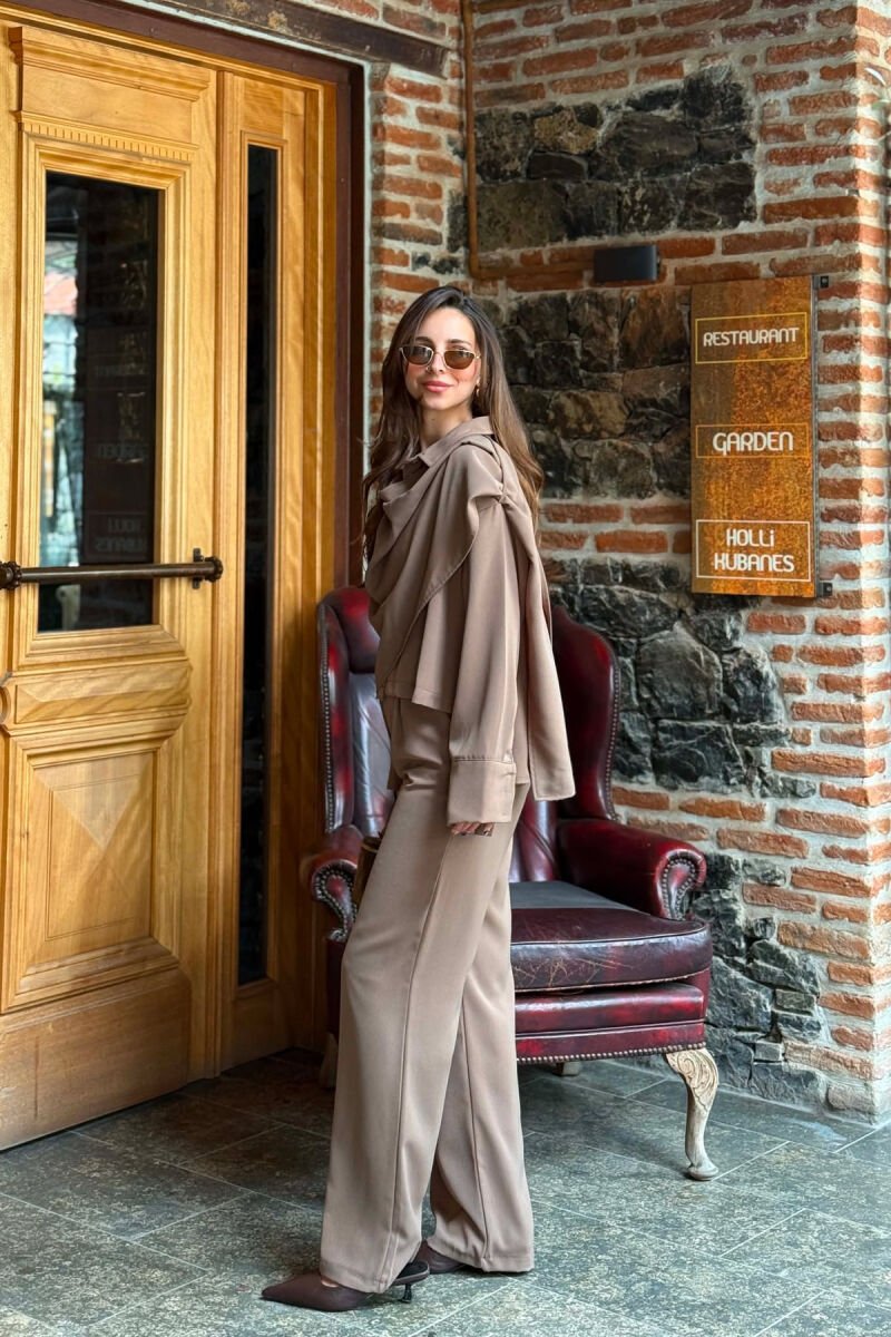 ONE COLOR SHIRT +TROUSERS WOMAN SET LIGHT BROWN/KAZB - 3