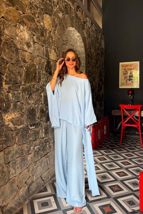 ONE COLOR SHIRT + TROUSERS WOMAN SET LIGHTBLUE/BZ 
