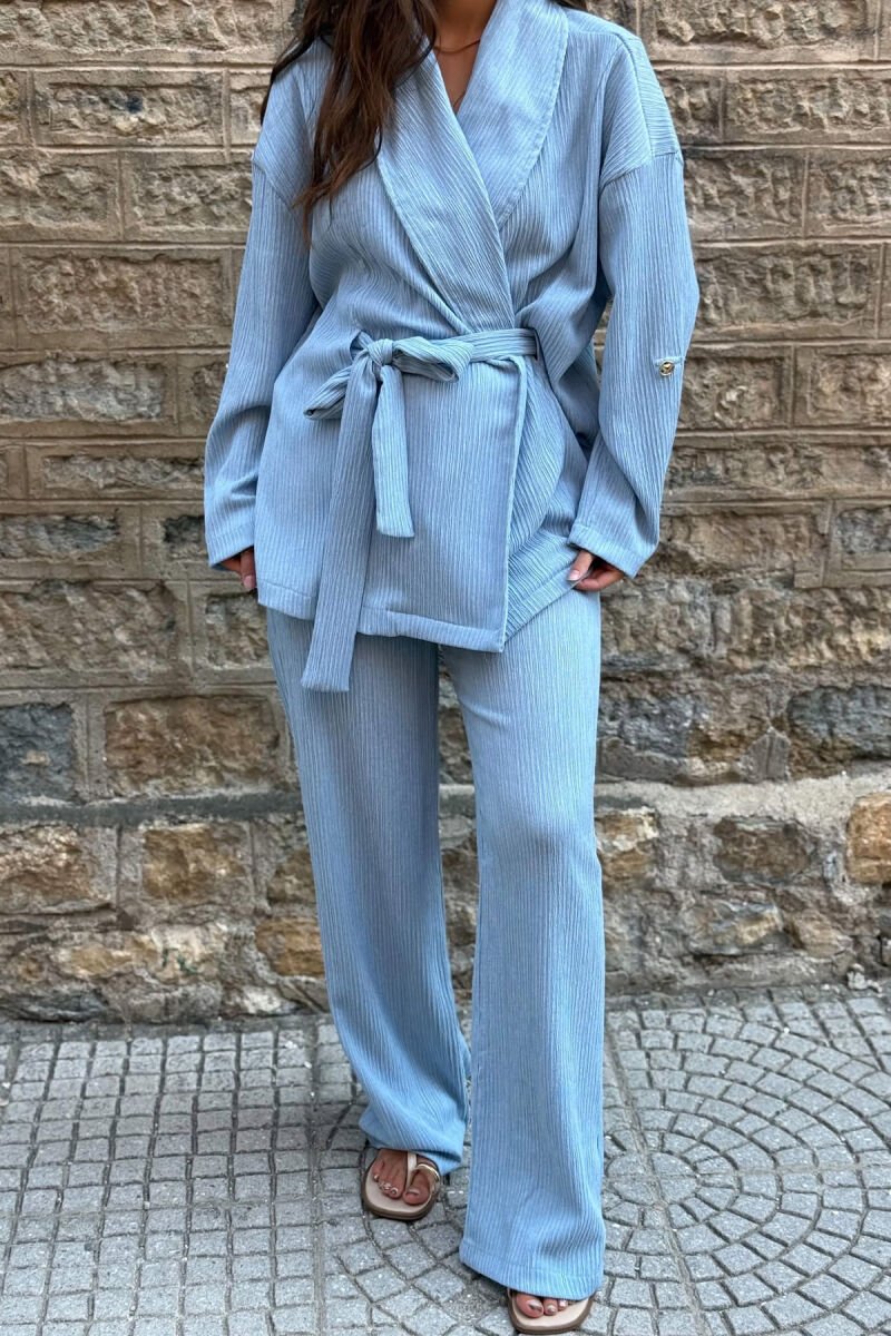 ONE COLOR SHIRT + TROUSERS WOMAN SET LIGHTBLUE/BZ - 4