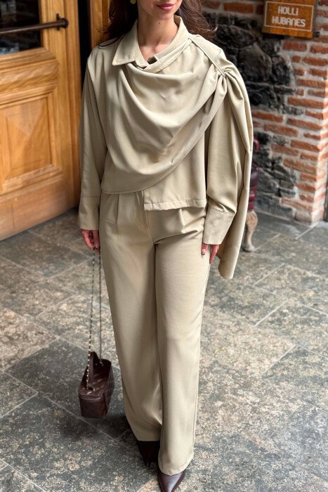 ONE COLOR SHIRT +TROUSERS WOMAN SET MINT/MENTE - KLAUDIO FASHION