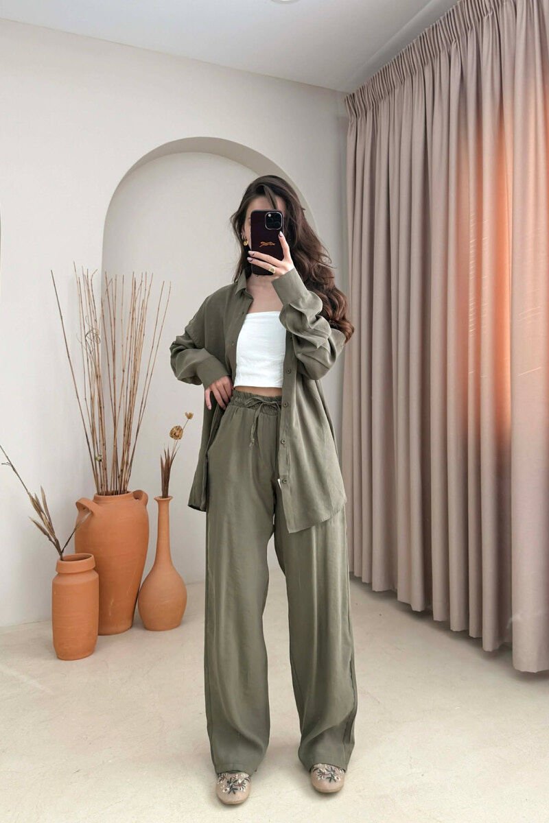 ONE COLOR SHIRT + TROUSERS WOMAN SET OLIVE/ULLI - 1