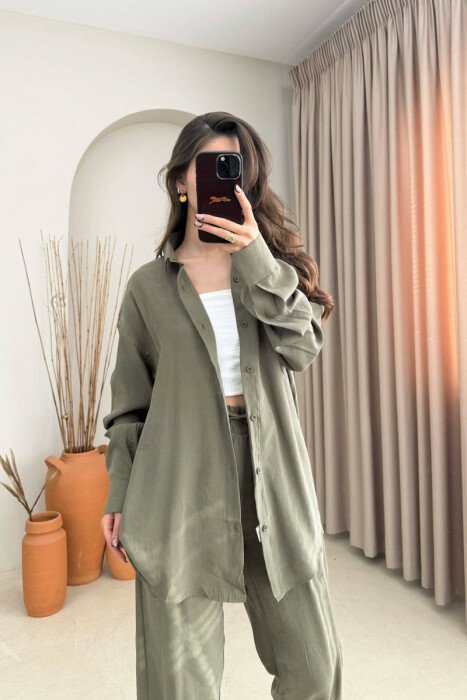 ONE COLOR SHIRT + TROUSERS WOMAN SET OLIVE/ULLI - 2