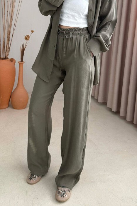 ONE COLOR SHIRT + TROUSERS WOMAN SET OLIVE/ULLI - 3