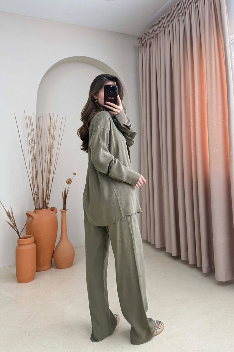 ONE COLOR SHIRT + TROUSERS WOMAN SET OLIVE/ULLI - 4