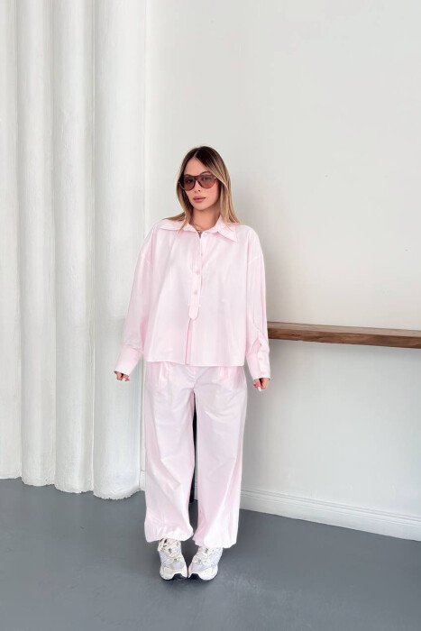 ONE COLOR SHIRT + TROUSERS WOMAN SET PINK/ROZE - 1