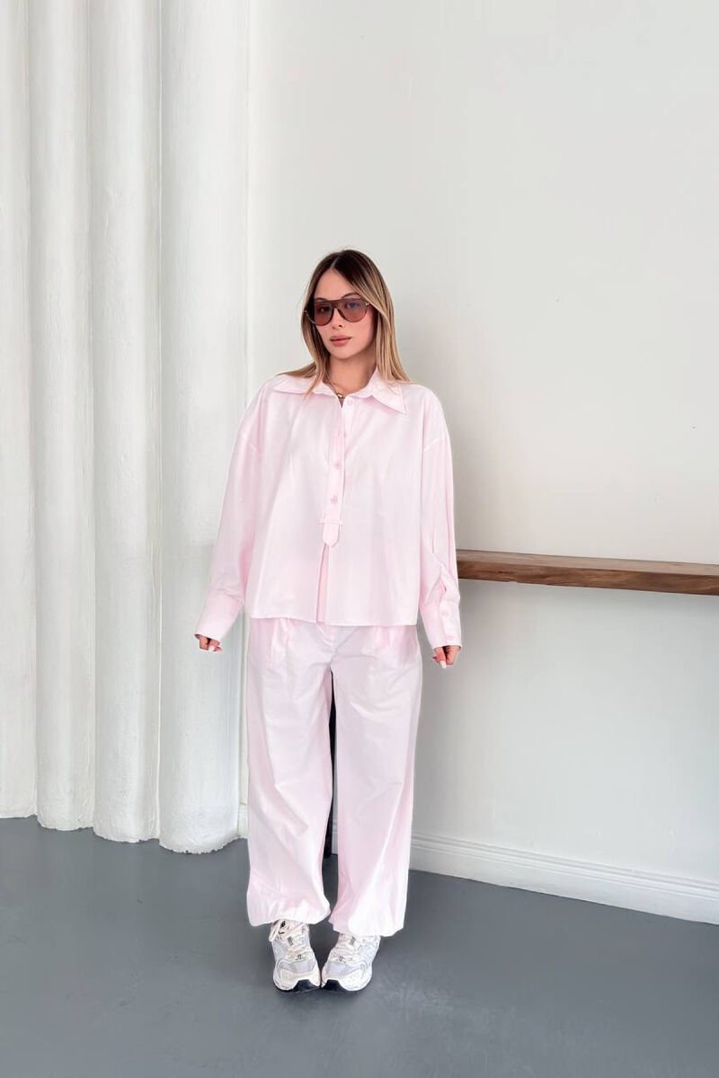ONE COLOR SHIRT + TROUSERS WOMAN SET PINK/ROZE - 1