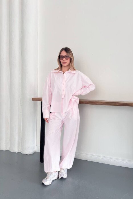 ONE COLOR SHIRT + TROUSERS WOMAN SET PINK/ROZE - 4