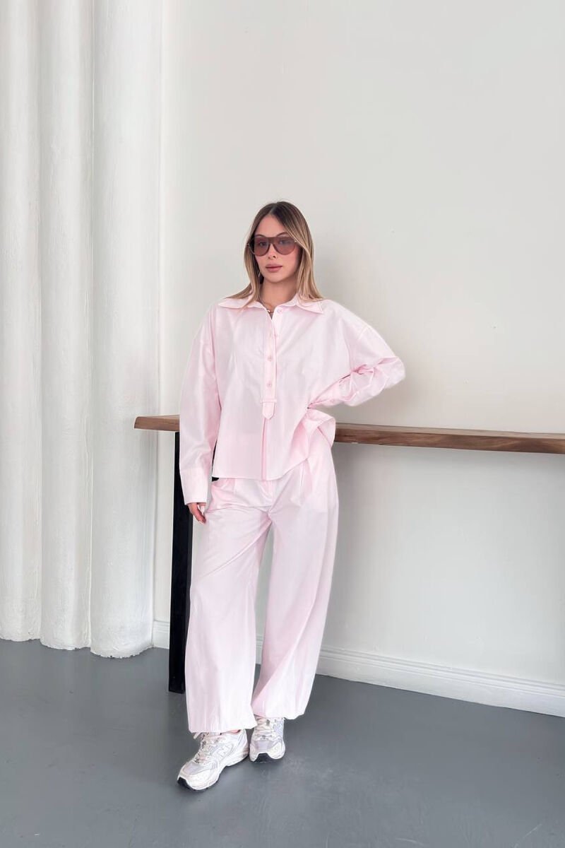 ONE COLOR SHIRT + TROUSERS WOMAN SET PINK/ROZE - 4