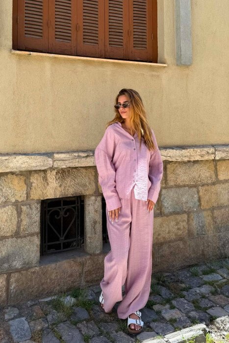 ONE COLOR SHIRT + TROUSERS WOMAN SET VINEGAR/UTHULL - 3