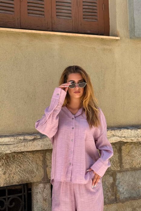 ONE COLOR SHIRT + TROUSERS WOMAN SET VINEGAR/UTHULL - 5