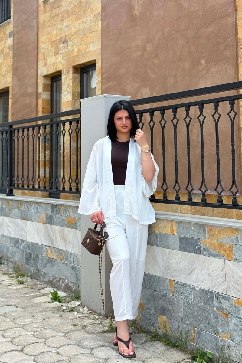ONE COLOR SHIRT + TROUSERS WOMAN SET WHITE-E BARDHE - 1