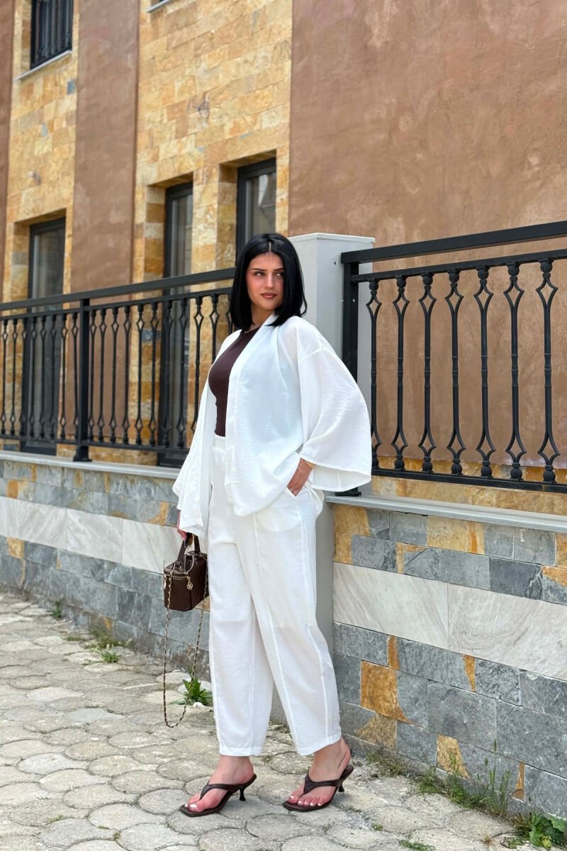ONE COLOR SHIRT + TROUSERS WOMAN SET WHITE-E BARDHE - 4