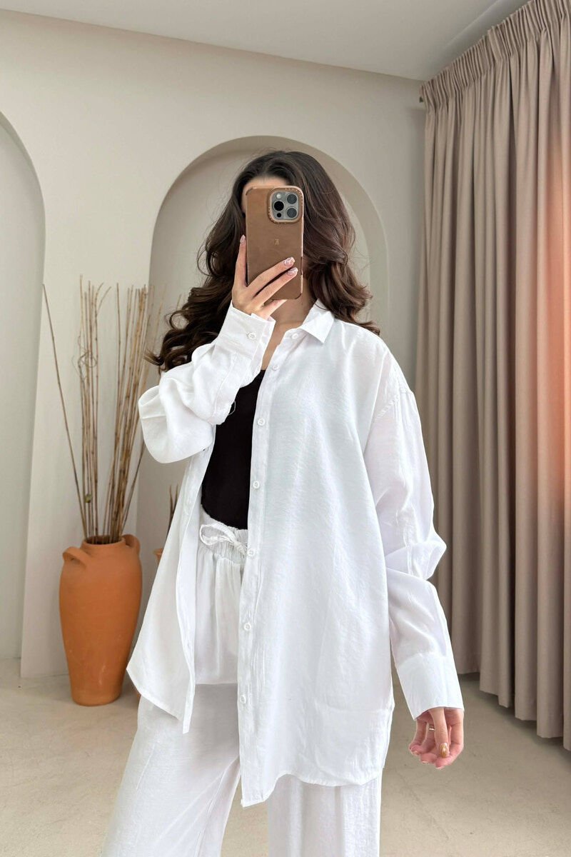 ONE COLOR SHIRT + TROUSERS WOMAN SET WHITE-E BARDHE - 2