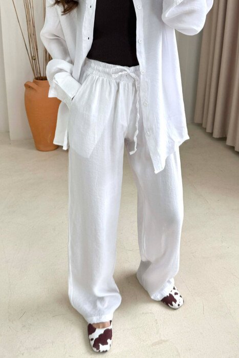 ONE COLOR SHIRT + TROUSERS WOMAN SET WHITE-E BARDHE - 3