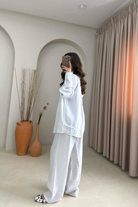 ONE COLOR SHIRT + TROUSERS WOMAN SET WHITE-E BARDHE - 4