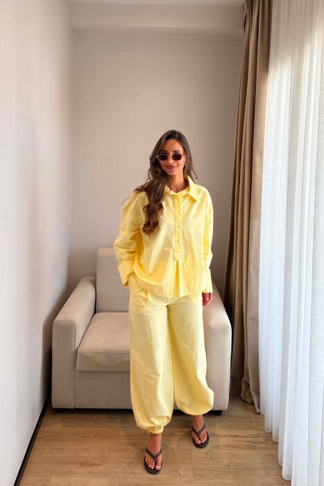 ONE COLOR SHIRT + TROUSERS WOMAN SET YELLOW/E VERDHE 