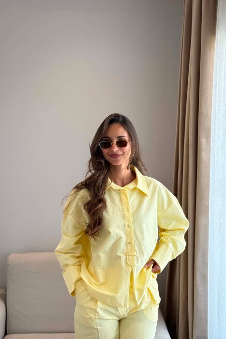 ONE COLOR SHIRT + TROUSERS WOMAN SET YELLOW/E VERDHE - 2